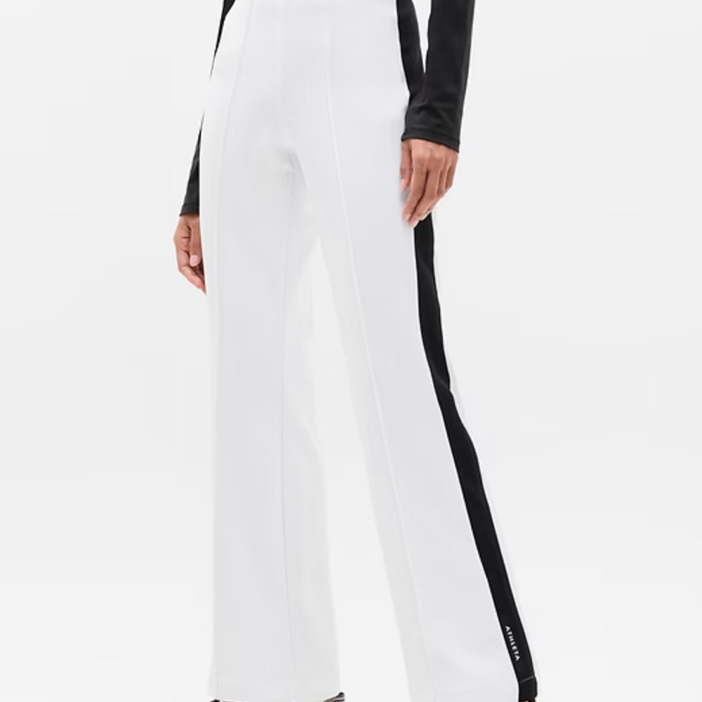 Athleta Glacier Novelty Pant size 4 - white track pant with black side stripe